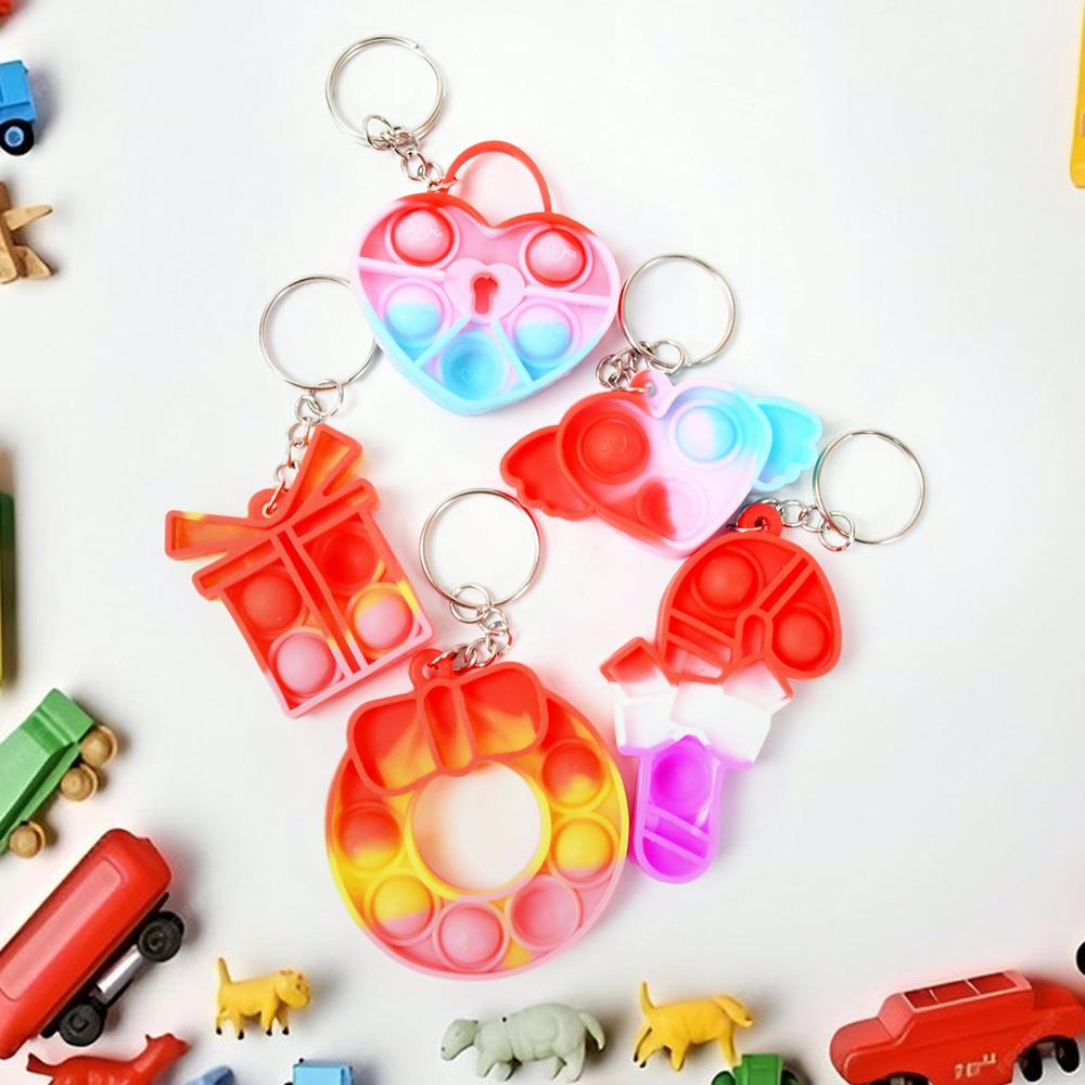 Compact Pop It Keychain Fun Stress Relief Fidget Toy (1 Pc | Mix Design)