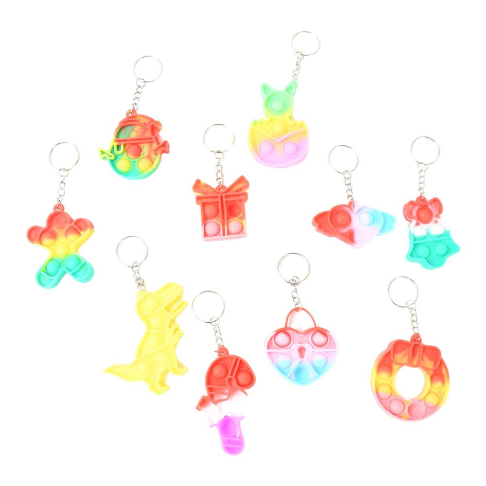 Compact Pop It Keychain Fun Stress Relief Fidget Toy (1 Pc | Mix Design)