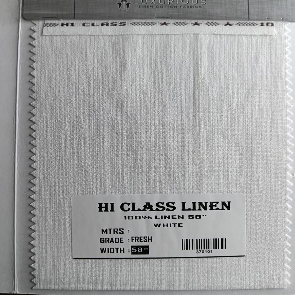 Hi Class Cotton Linen Shirting Fabric 58 - Color: White Colour