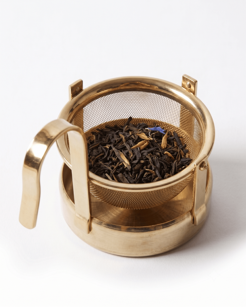 Brass Tea Strainer With Handle - Color: Gold