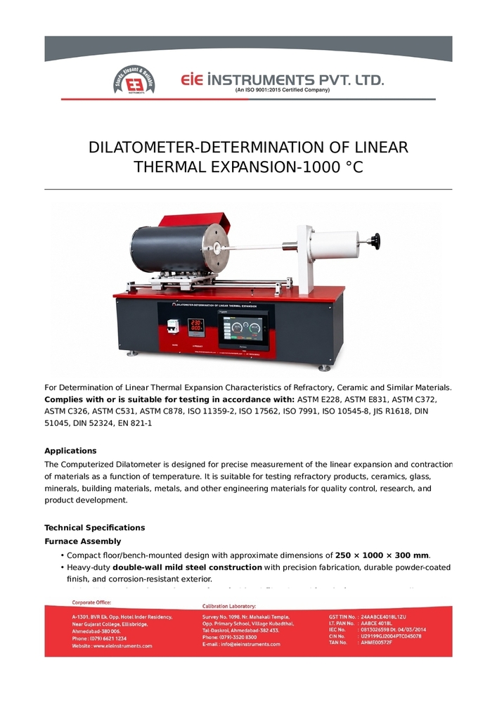 DILATOMETER-DETERMINATION OF LINEAR THERMAL EXPANSION