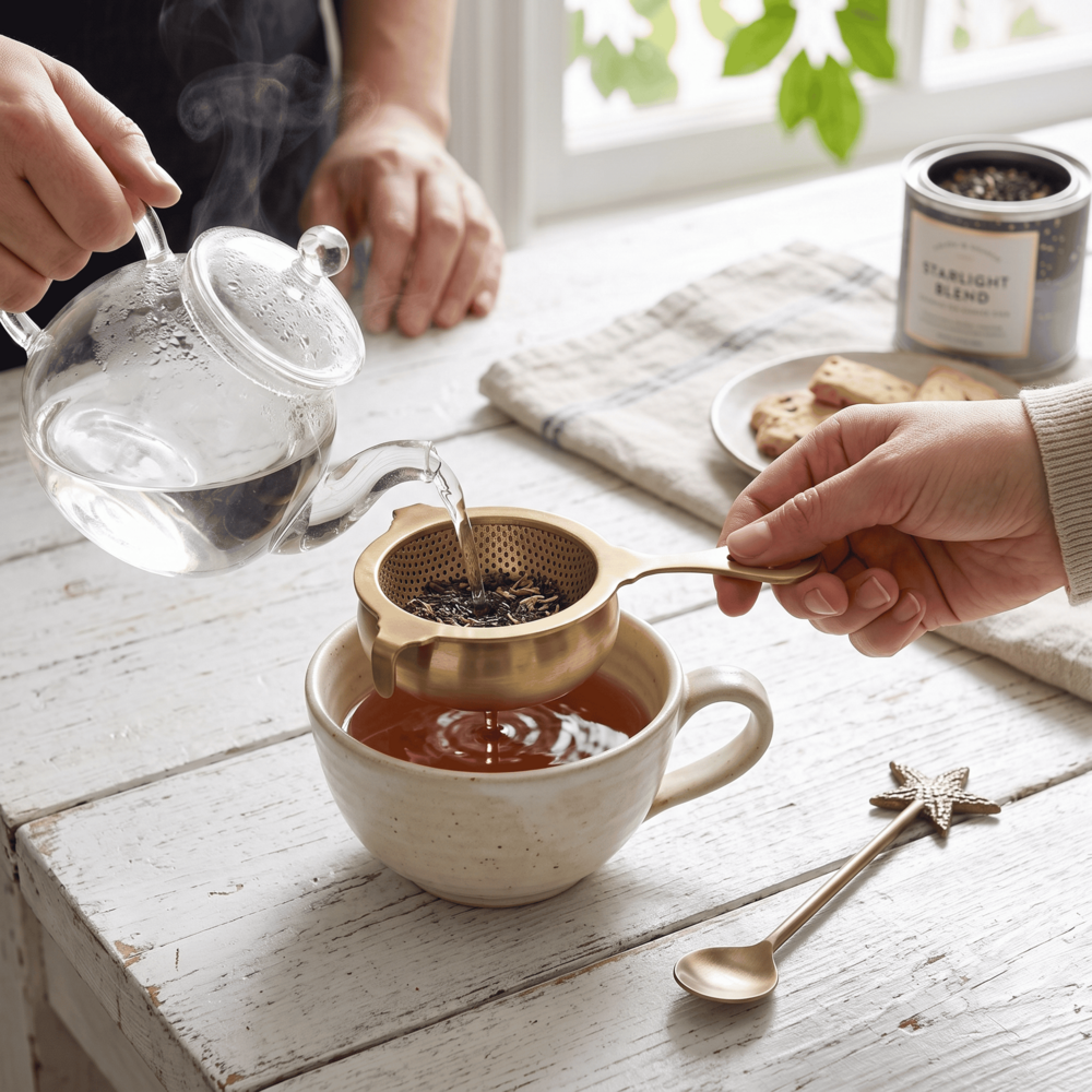 Tea Strainer with Handle brass