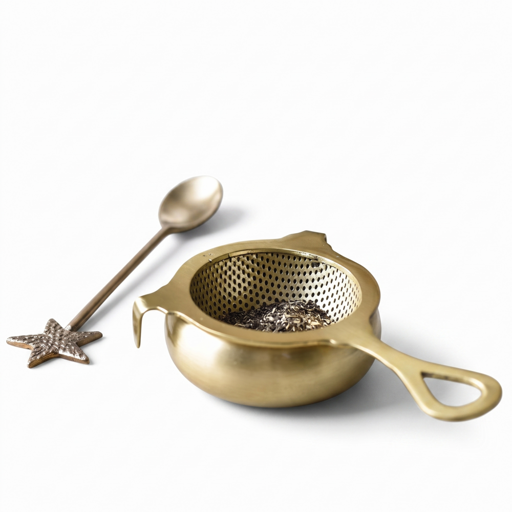 Tea Strainer with Handle brass