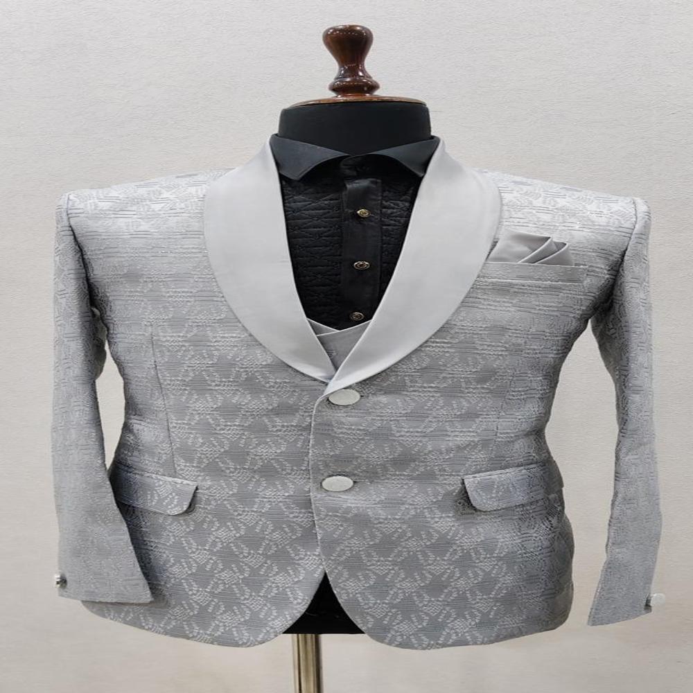 Mens Jacquard Tuxedo Suit with Shawl Lapel