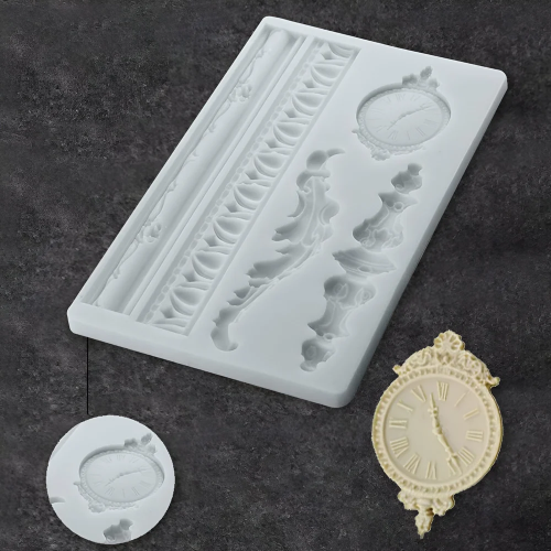 Silicone Vintage Clock & Mixed Borders Candle Mold
