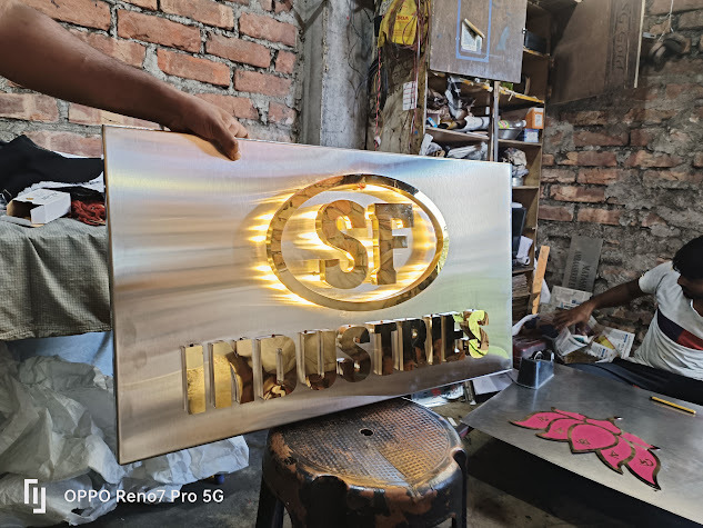 3D Stainless Steel Backlit Glow Sign Board