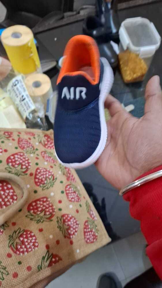 Air Kids Navy Blue And Orange Slip-on Casual Shoe
