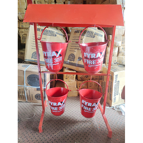 10 Litre Red Floor Mounted Pipe Frame Fire Bucket Stand