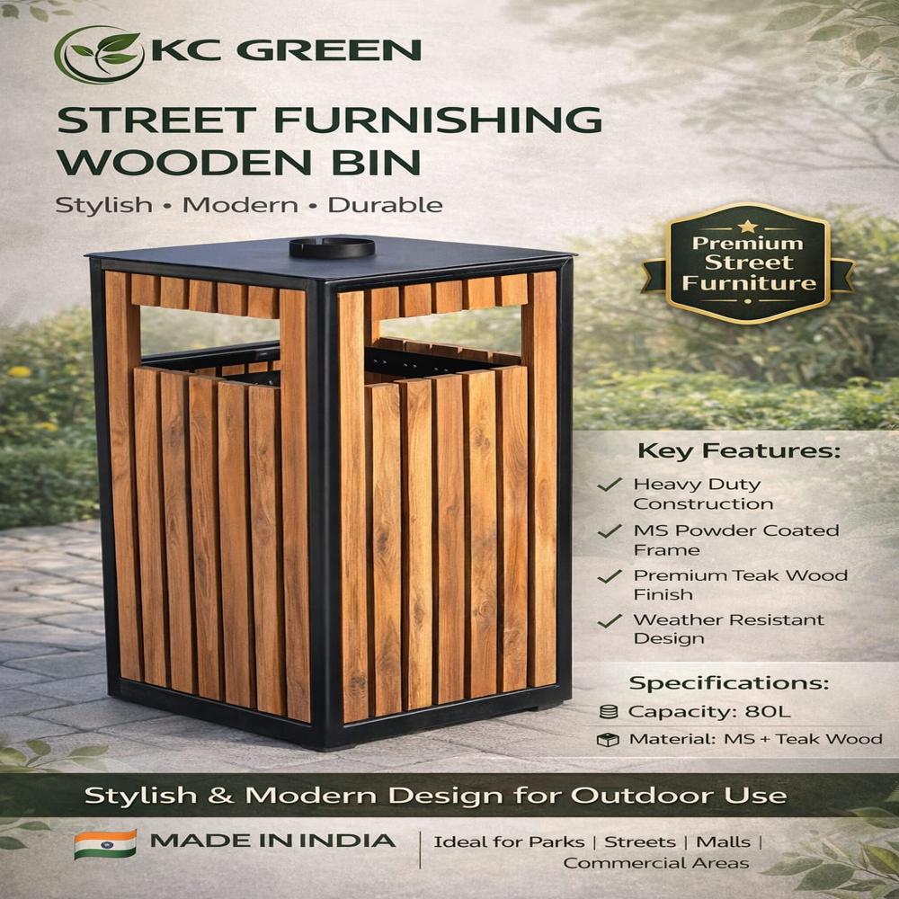 Outdoor Dustbin Wooden 60L