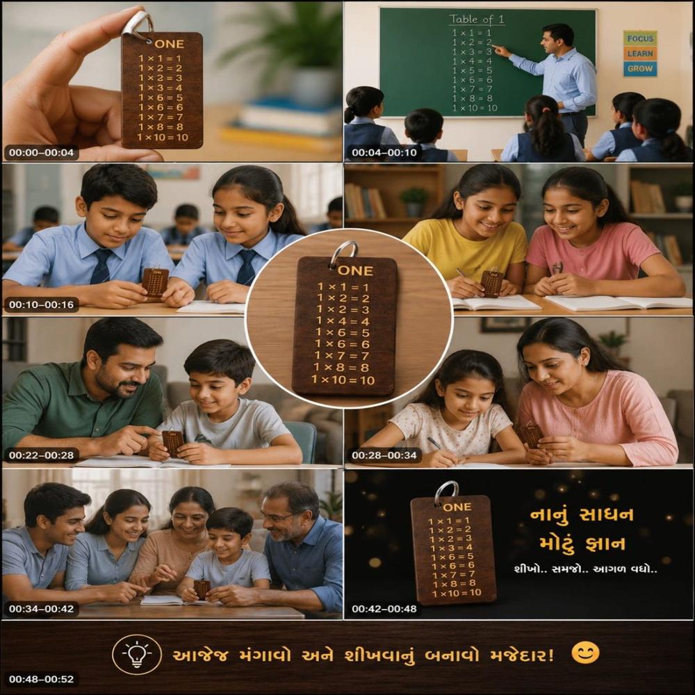 Wooden Multiplication Table Learning Flash Card
