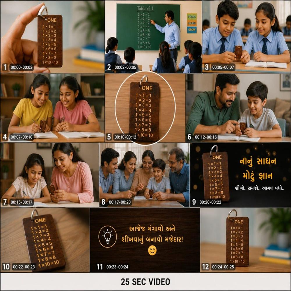 Wooden Multiplication Table Learning Flash Card