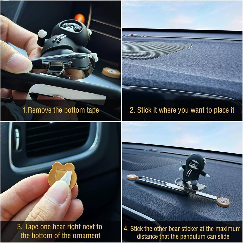 Cool Panda Skateboard Car Dashboard Ornament