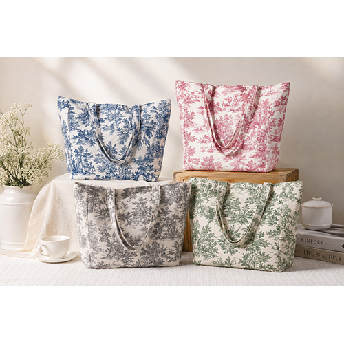 Floral Printed Cotton Canvas Tote Bag - Reusable Eco Shopping Shopper - Capacity: 12 Kg