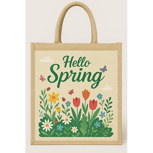 Printed Jute-Canvas Floral Tote Bag - Eco-Friendly - Capacity: 12 Kg