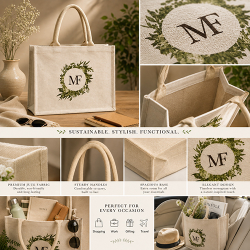 Natural Jute Canvas Custom Printed Gift Tote Bag