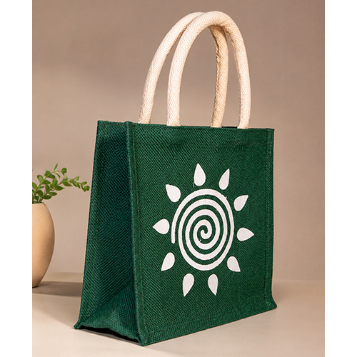 Printed Jute Shopping Tote Bag with Rope Handles
