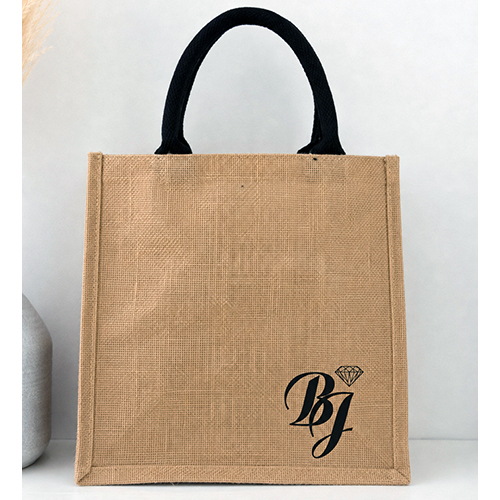 Laminated Jute Shopping Tote Bag With Reinforced Rope Handles - Capacity: 5 Kg