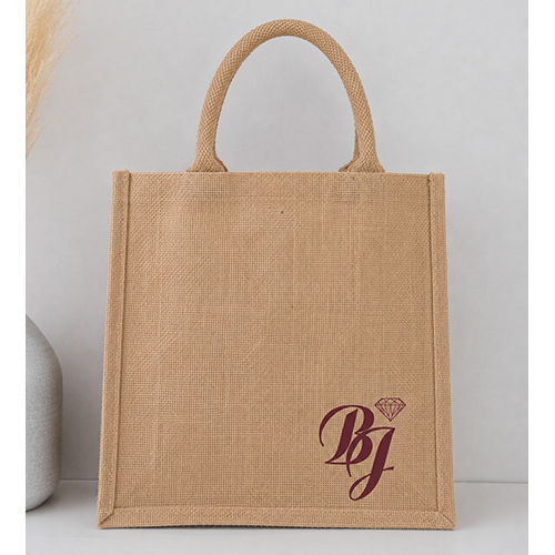 Laminated Jute Shopping Tote Bag with Reinforced Rope Handles