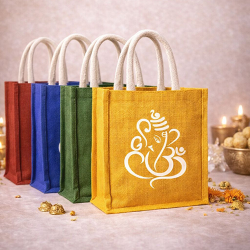 Eco-Friendly Colourful Jute Gift Bag With Ganesh Print - Capacity: 8 Kg