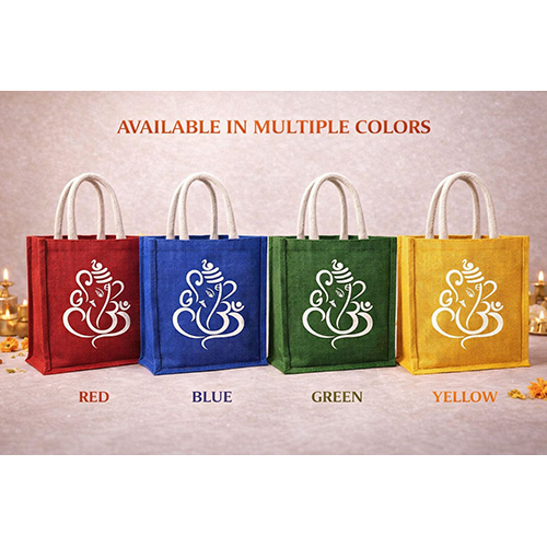 Eco-Friendly Colourful Jute Gift Bag with Ganesh Print