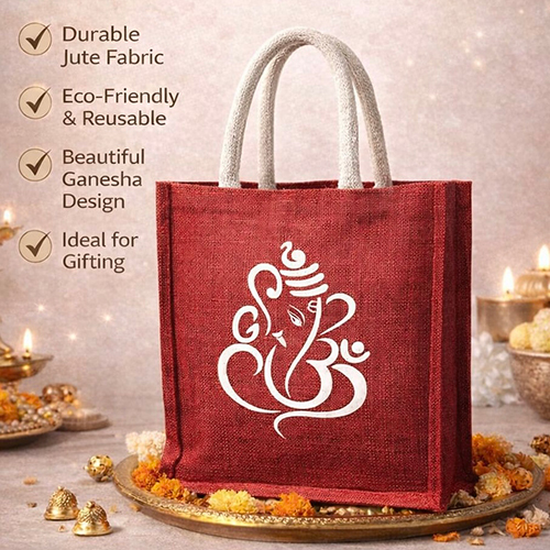 Eco-Friendly Colourful Jute Gift Bag with Ganesh Print