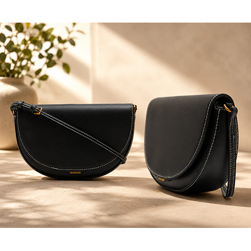 Leather Crescent Crossbody Sling Bag - Coating Type: Water Repellent Wax