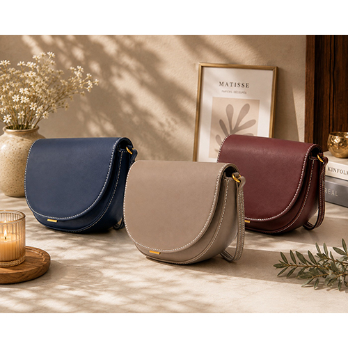 Leather Crescent Crossbody Sling Bag