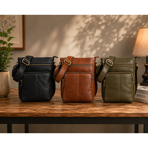Vintage Brown Leather Messenger Crossbody Bag