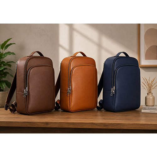 Leather Travel Backpack - Compact Business Backpack - Coating Type: Water-Repellent Coating