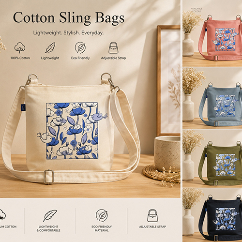 Multi Colour Cotton Canvas Crossbody Bag