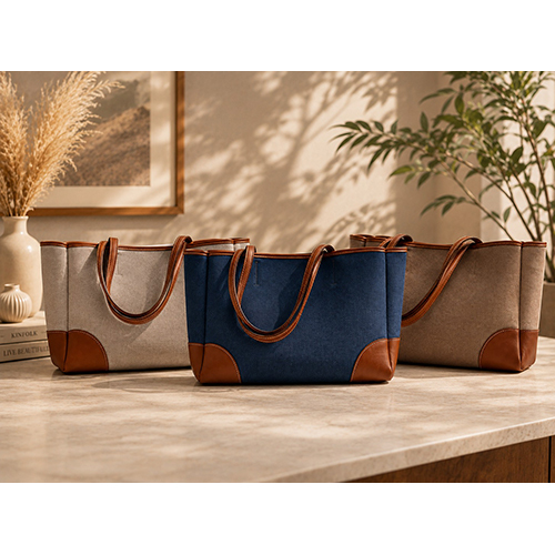 Premium Jute and Canvas Handbag with Leather Trims