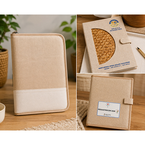 Jute And Cotton Document Sleeve Book Cover - Color: Natural