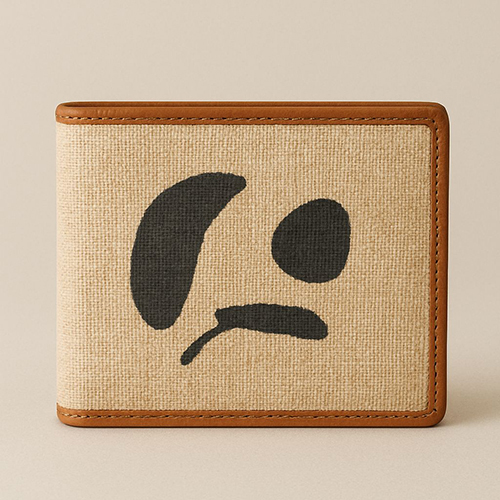 Jute and Leather Zip Wallet