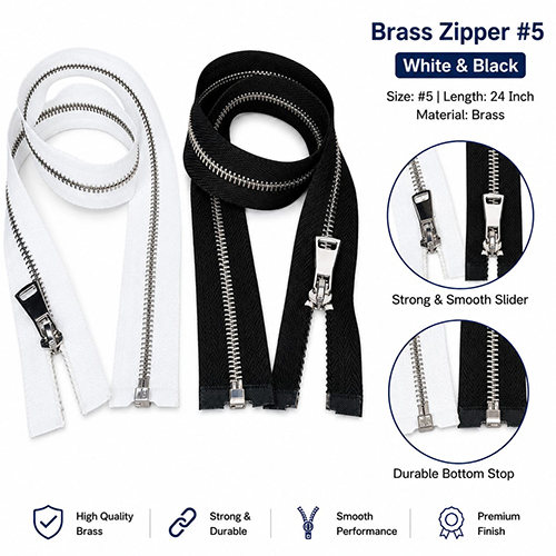 Brass Zipper White and Black