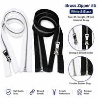Brass Zipper White and Black
