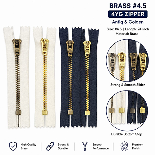 Brass (4.5) 4YG Zipper Antiq and Golden