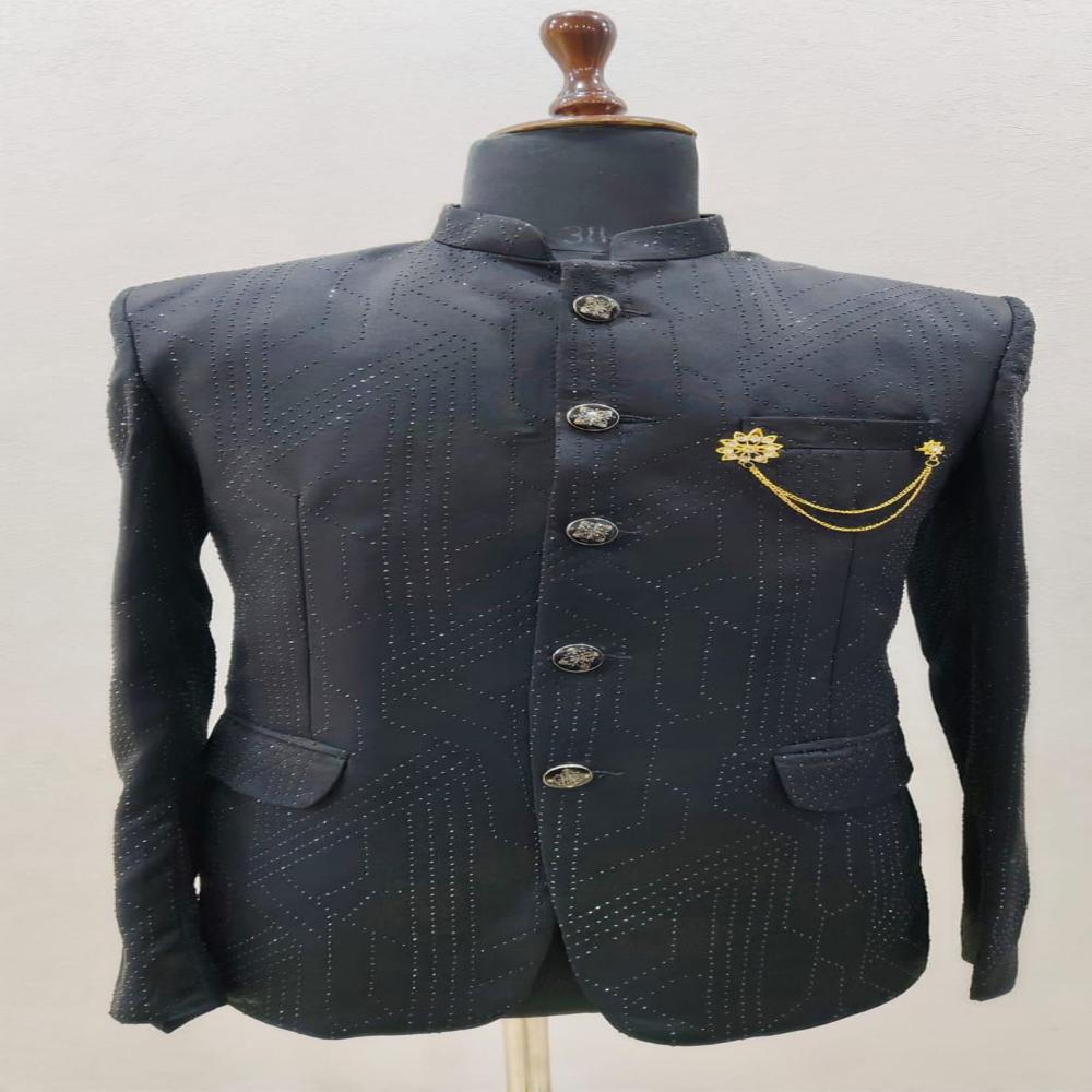 Mens Dotted Jodhpuri Bandhgala with Geometric Pattern