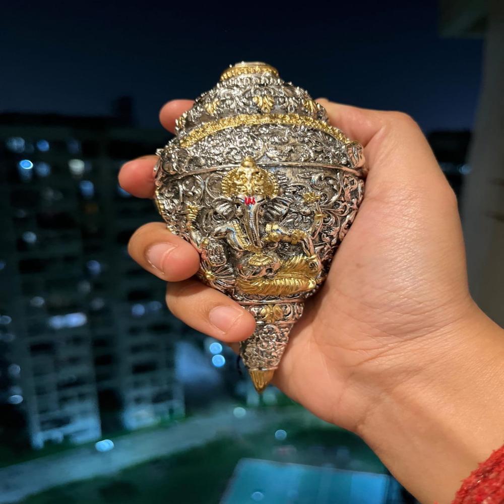 999 SILVER PLATED  GANESHA SHANKH