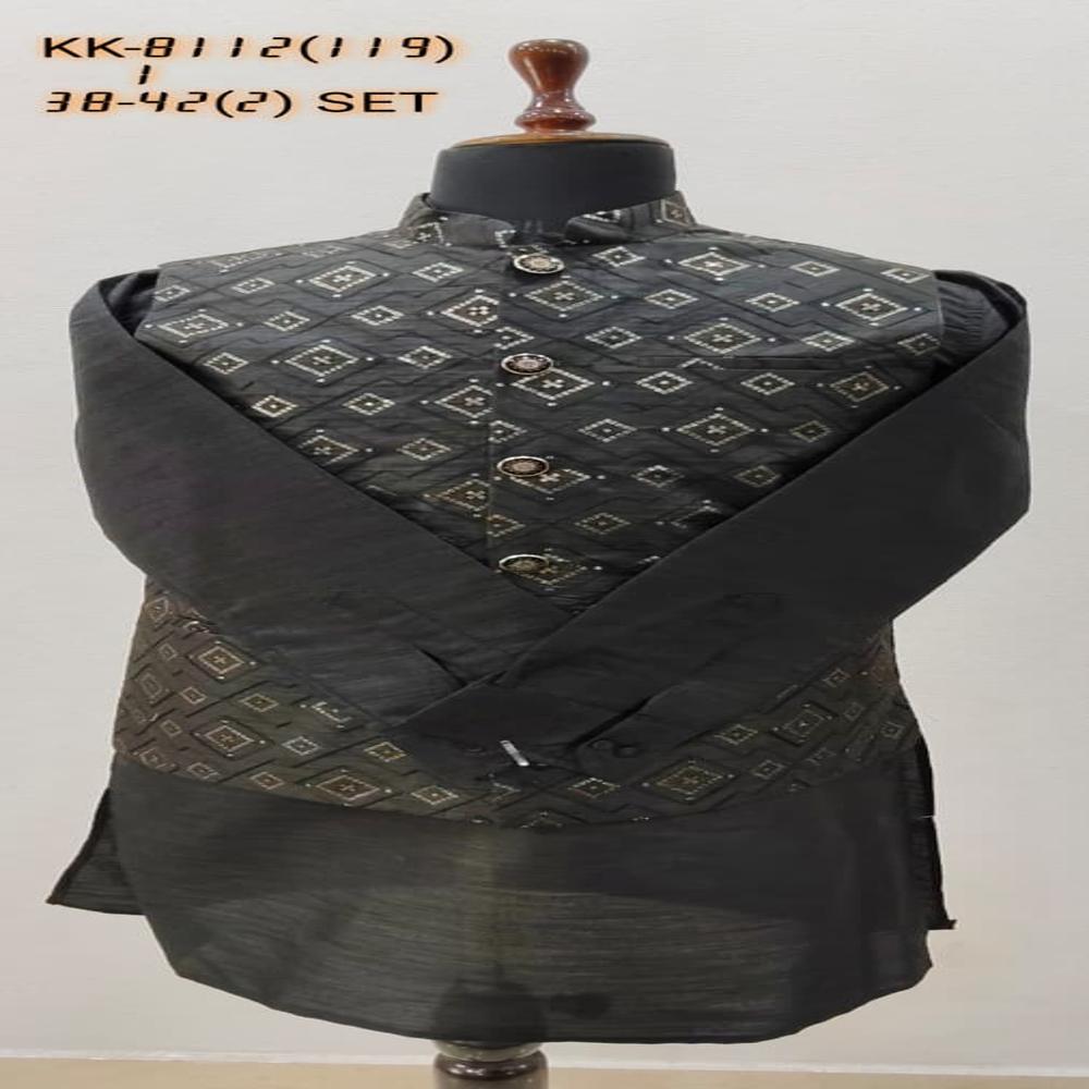 Mens Kurta Koti Set with Diamond Pattern