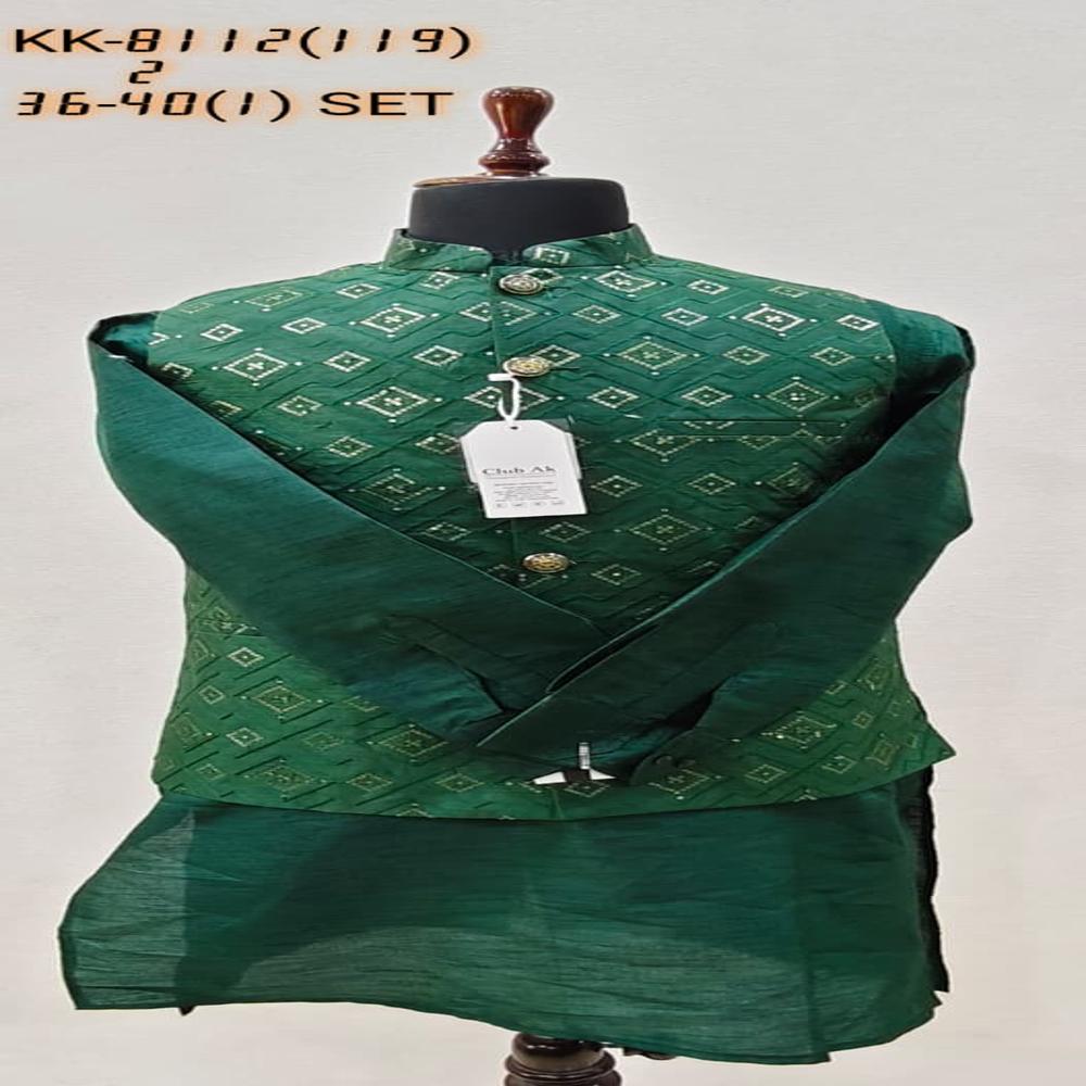 Mens Kurta Koti Set with Diamond Pattern