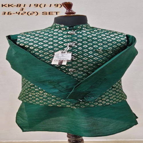 Mens Kurta Koti Set with Embroidered Koti