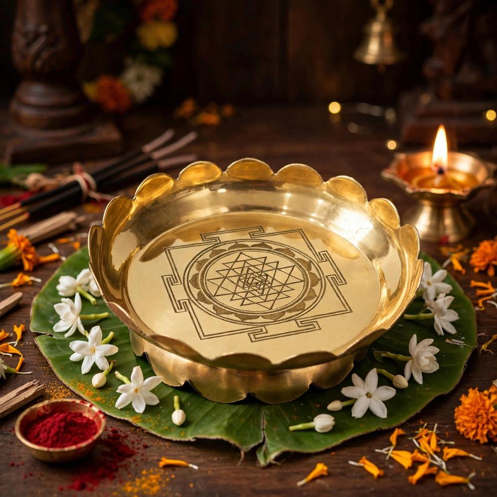 Brass Lotus Stand for Pooja | Pure Brass Kamal Chowki Peetha for Idol, Diya & Kalash | Moradabad Handcrafted