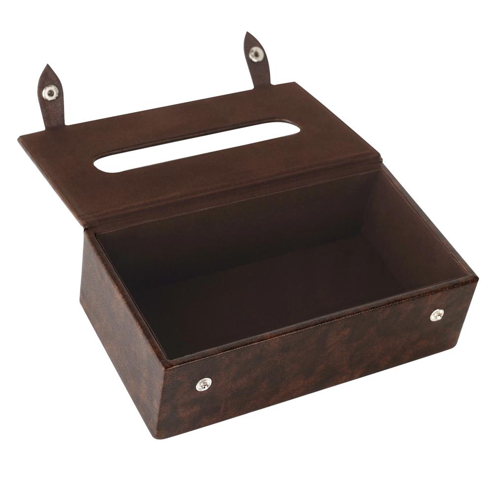 Brown PU Leather Tissue Box Holder