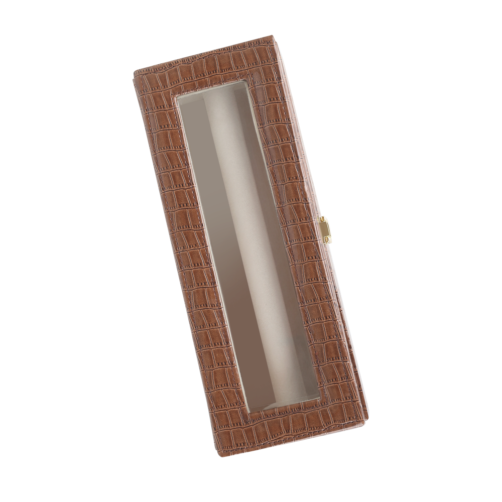 Brown Croc-Embossed Leather Bangle Box