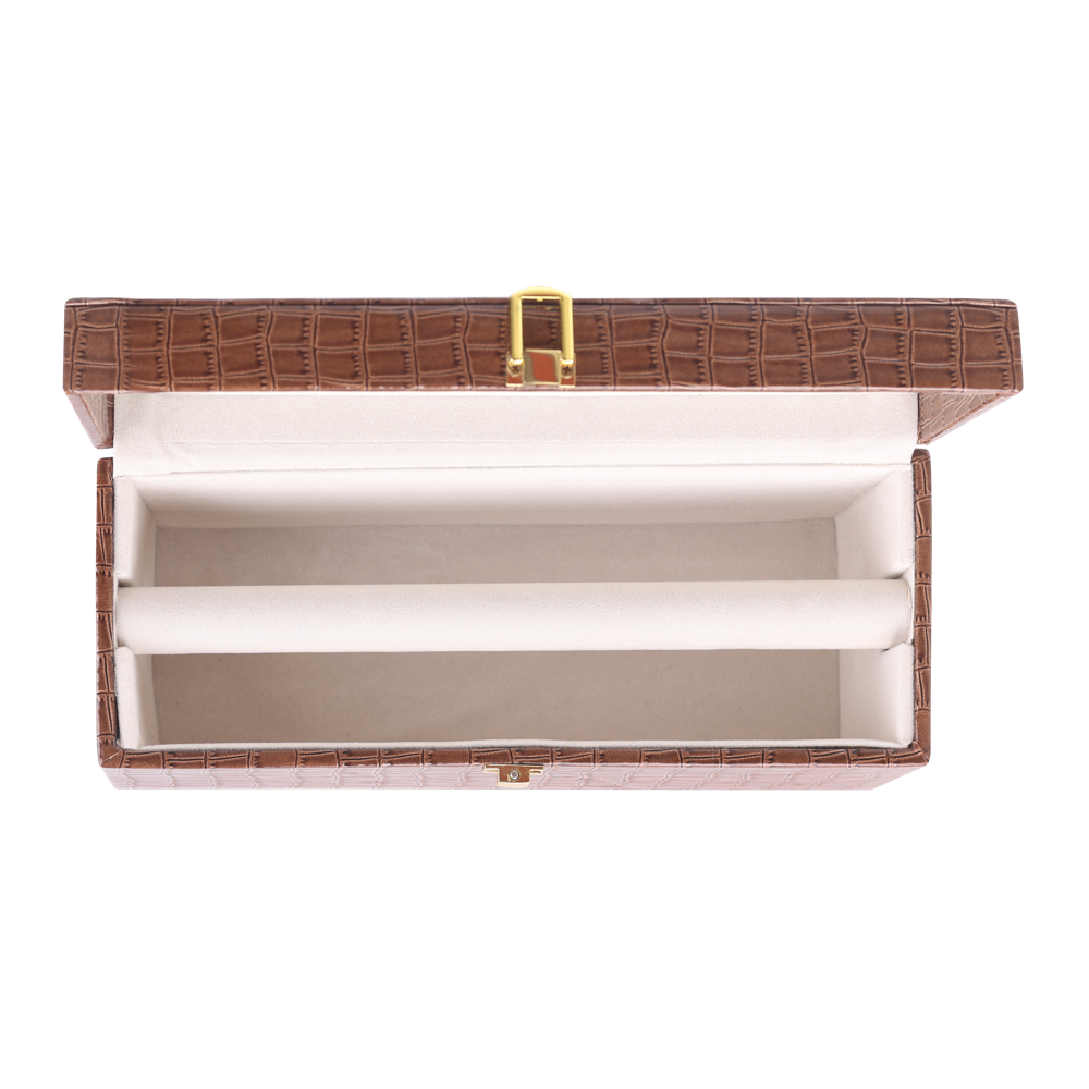 Brown Croc-Embossed Leather Bangle Box