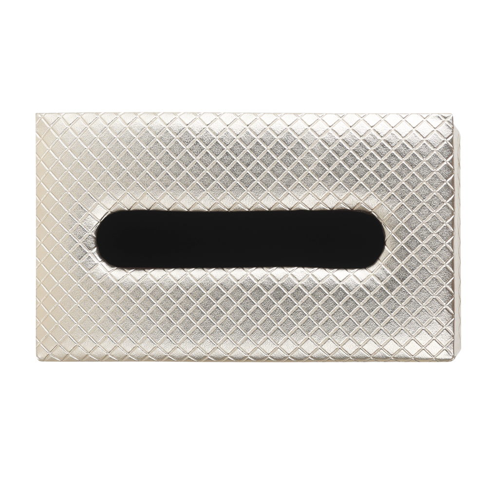 Gold Woven Texture PU Leather Tissue Box