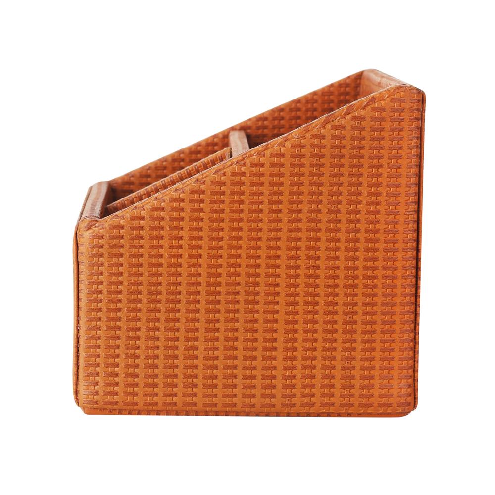 Tan Woven Texture PU Leather Remote Holder