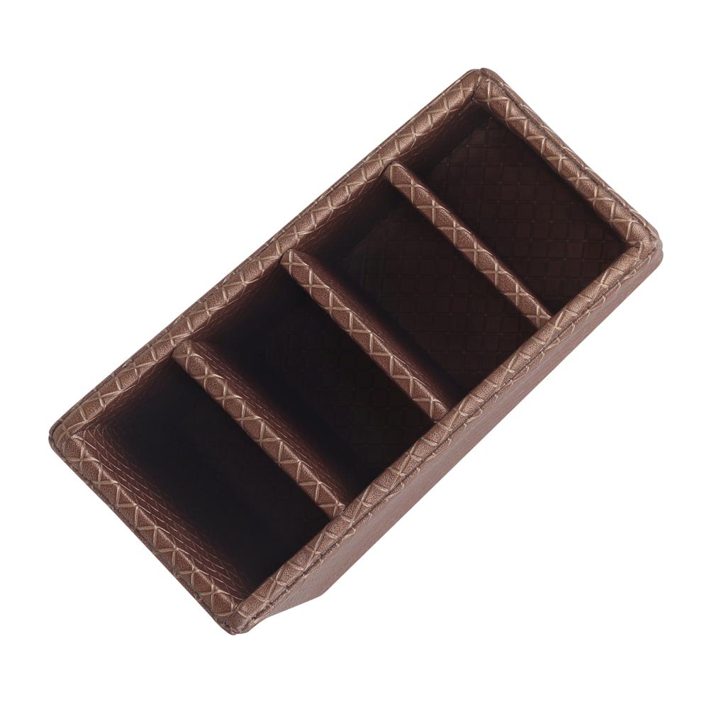 Brown Quilted PU Leather Remote Holder