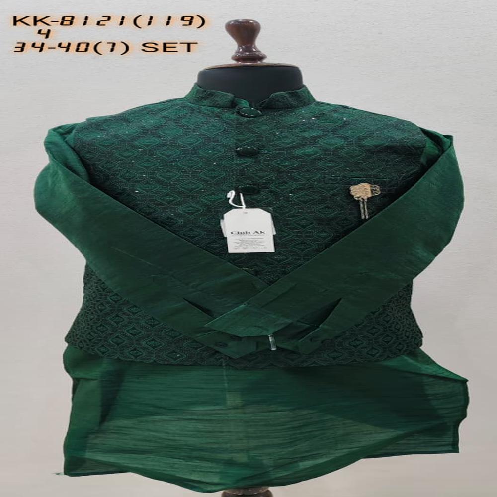 Mens Kurta Koti Set with Embroidered Pattern