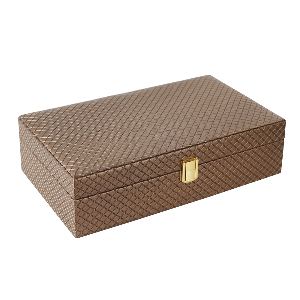Bronze Woven Texture PU Leather Watch Box